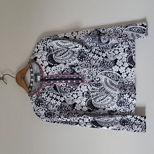 Tommy Bahama Paisley Paradise 1/2 Zip UPF50 Protection Long Sleeve Size Medium
